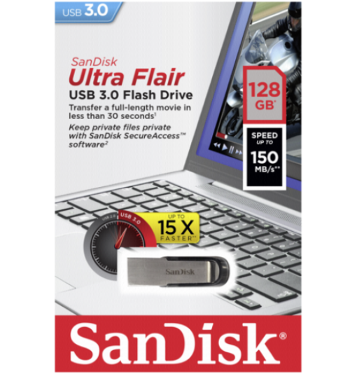 SanDisk Ultra Flair USB 3.0 Flash Drive - USB-flashstation - 128 GB-0