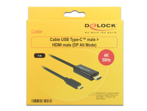 Delock Cable USB Type-C male > HDMI male (DP Alt Mode) 4K 30 Hz - 1 m-49733