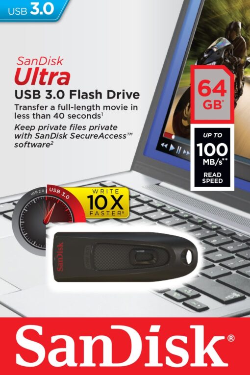 SanDisk Ultra USB 3.0 Flash Drive - USB-flashstation - 64 GB-47388