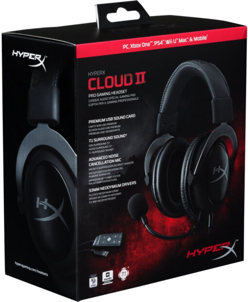 Kingston HyperX Cloud II Headset - Virtual 7.1 Surround Sound - Gun Metal-50669