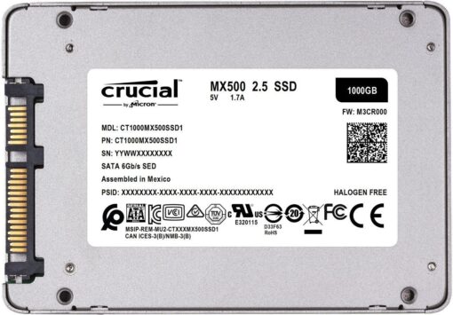 Crucial MX500 500GB SATA 2.5" 7mm (with 9.5mm adapter) Internal SSD-51116