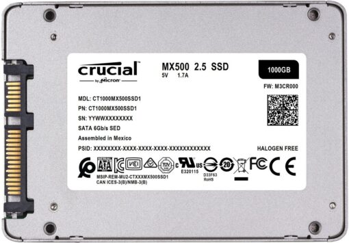 Crucial MX500 1TB SATA 2.5" 7mm (with 9.5mm adapter) Internal SSD-51343