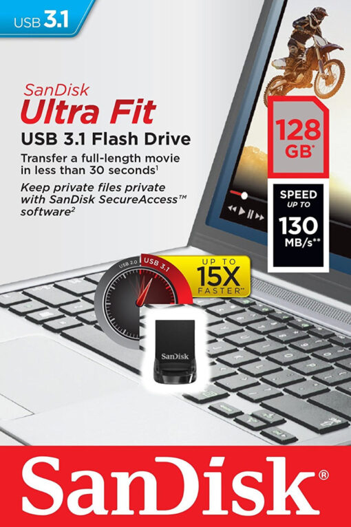 SanDisk Ultra Fit USB 3.1 Flash Drive - USB-flashstation - 128 GB-0