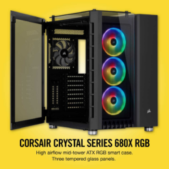 Corsair Crystal Series 680X RGB E-ATX High Airflow Tempered Glass Smart Case - Black-56070