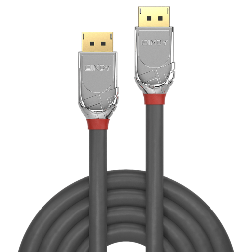 Lindy CROMO - DisplayPort kabel - 2 m - rond, 4K ondersteuning - grijs-58117