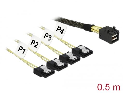 Delock Cable Mini SAS HD SFF-8643 > 4 x SATA 7 Pin 0.5 m-0