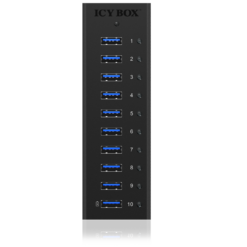 RaidSonic ICY BOX IB-AC6110 Active 10-port USB 3.0 hub in a robust aluminum enclosure-58898