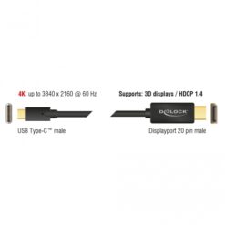Delock Cable USB Type-C male ></noscript> DisplayPort male (DP Alt Mode) 4K 60 Hz - 1 m-58984
