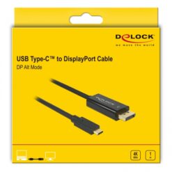 Delock Cable USB Type-C male > DisplayPort male (DP Alt Mode) 4K 60 Hz - 1 m-58983