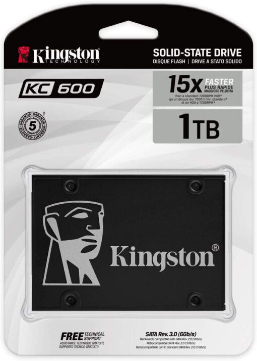 Kingston KC600 - Solid state drive - 1 TB - intern - 2.5" - Self-Encrypting Drive (SED)-0
