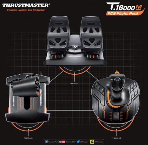 Thrustmaster T.16000M FCS FLIGHT PACK: Joystick, Throttle and Rudder pedals for PC-60822