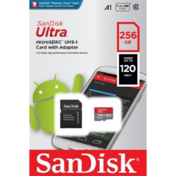 SanDisk Ultra - 256 GB - microSDXC UHS-I - 120MB/s ( SD adapter inbegrepen )-61418