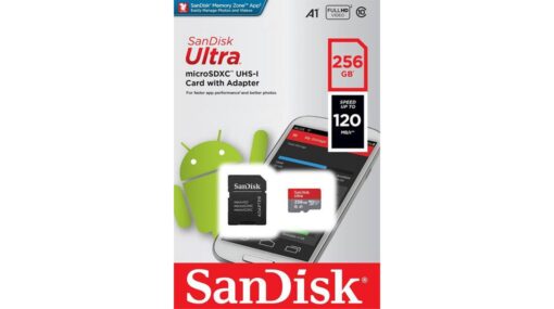 SanDisk Ultra - 256 GB - microSDXC UHS-I - 120MB/s ( SD adapter inbegrepen )-61418