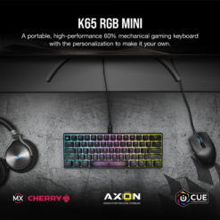 Corsair K65 RGB MINI 60% Mechanical Gaming Keyboard — CHERRY MX SPEED — Black-62077