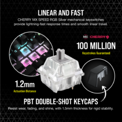 Corsair K65 RGB MINI 60% Mechanical Gaming Keyboard — CHERRY MX SPEED — Black-62079