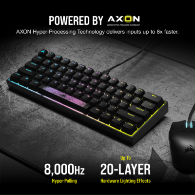 Corsair K65 RGB MINI 60% Mechanical Gaming Keyboard — CHERRY MX SPEED — Black-62080