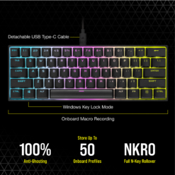 Corsair K65 RGB MINI 60% Mechanical Gaming Keyboard — CHERRY MX SPEED — Black-62082