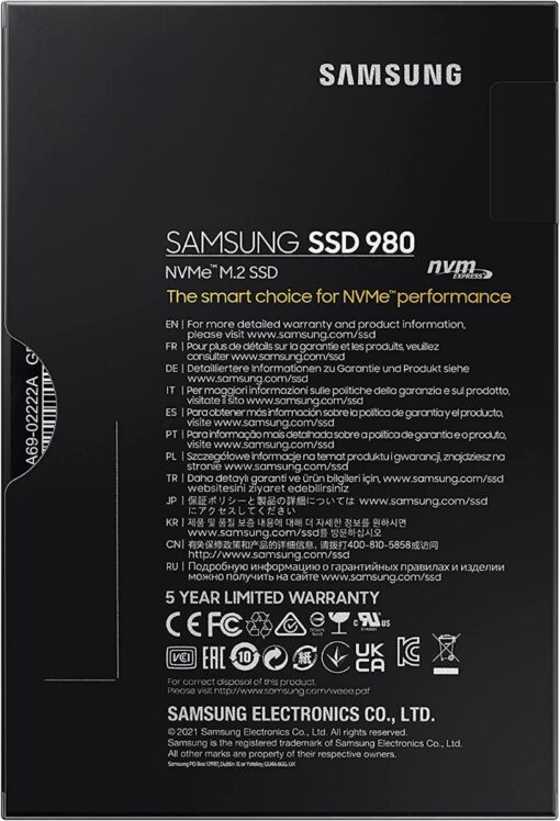 Samsung 980 MZ-V8V250BW - 250 GB - M.2 - PCI Express 3.0 x4 (NVMe)-63702