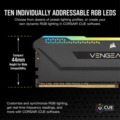 Corsair VENGEANCE RGB PRO SL geheugen - 32 GB : 2 x 16 GB - CL18 - DDR4 - 3600 MHz - Afbeelding 10
