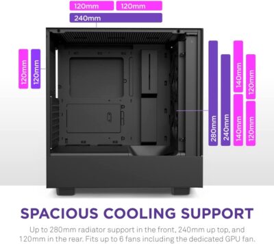 NZXT H5 Compact Mid-tower Airflow Case - Black - Afbeelding 7