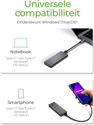 RaidSonic ICY BOX Enclosure for 1x NVMe with USB 3.1 (Gen 2) Type-C and Type-A interface - Afbeelding 2