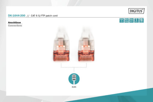 DIGITUS Patchkabel S-FTP Cat6 20m - Grijs - Afbeelding 4