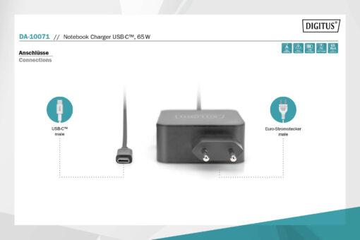 DIGITUS Notebooklader USB-C - 65W - Afbeelding 7