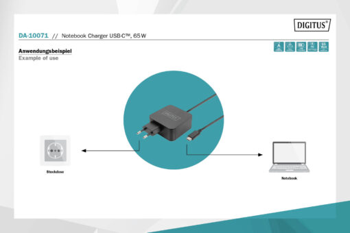 DIGITUS Notebooklader USB-C - 65W - Afbeelding 8