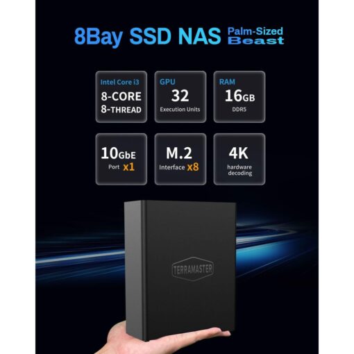 TerraMaster F8 SSD Plus 8-Bay Palm-Sized Full SSD NAS - Afbeelding 2