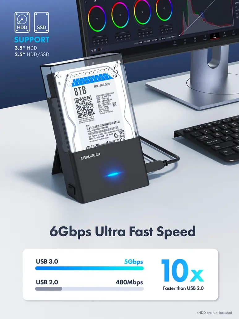 GRAUGEAR G-3502-AC HDD/SSD Docking Station – USB 3.2 Gen 1 - Afbeelding 4