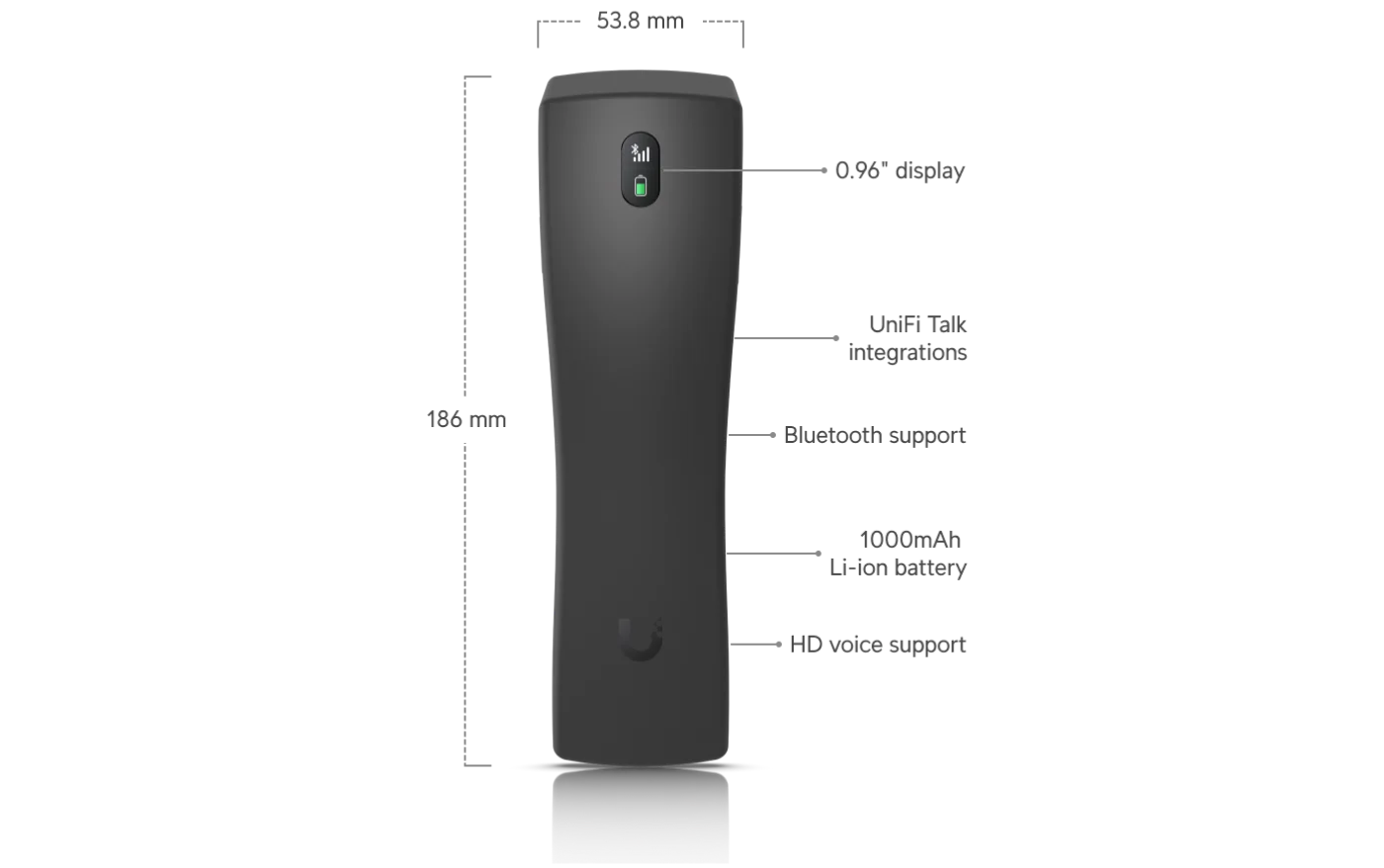 UniFi G3 Wireless Handset zwart – technische tekening en afmetingen (techniek-1)