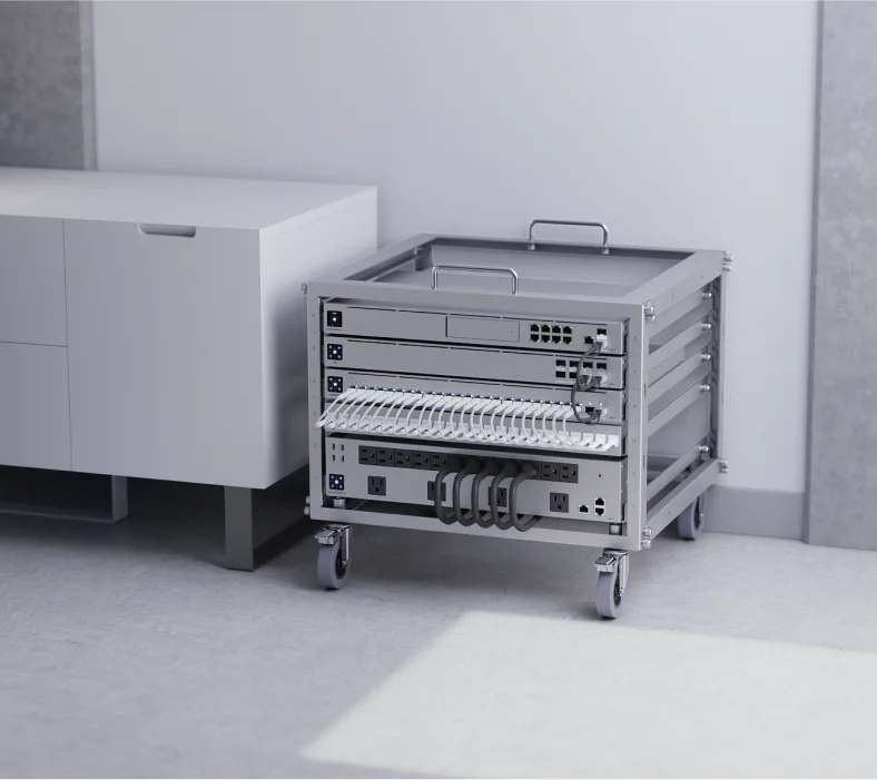 Toolless Mini Rack – voorbeeldopstelling 1 met apart geleverde UniFi-apparatuur