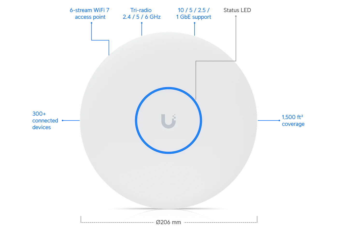U7 Pro XG wit – technische tekening