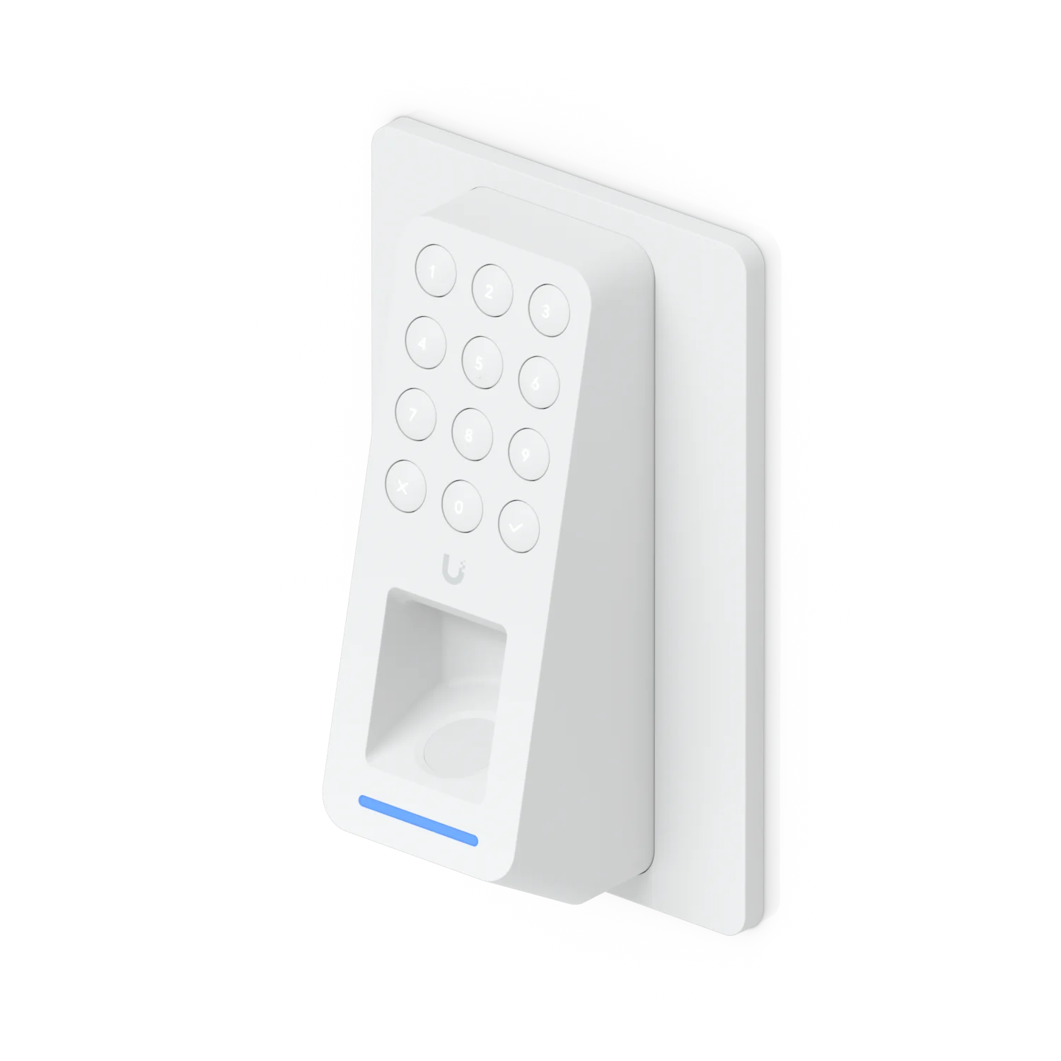 Witte G3 Reader Fingerprint op een montageplaat voor een inbouwdoos