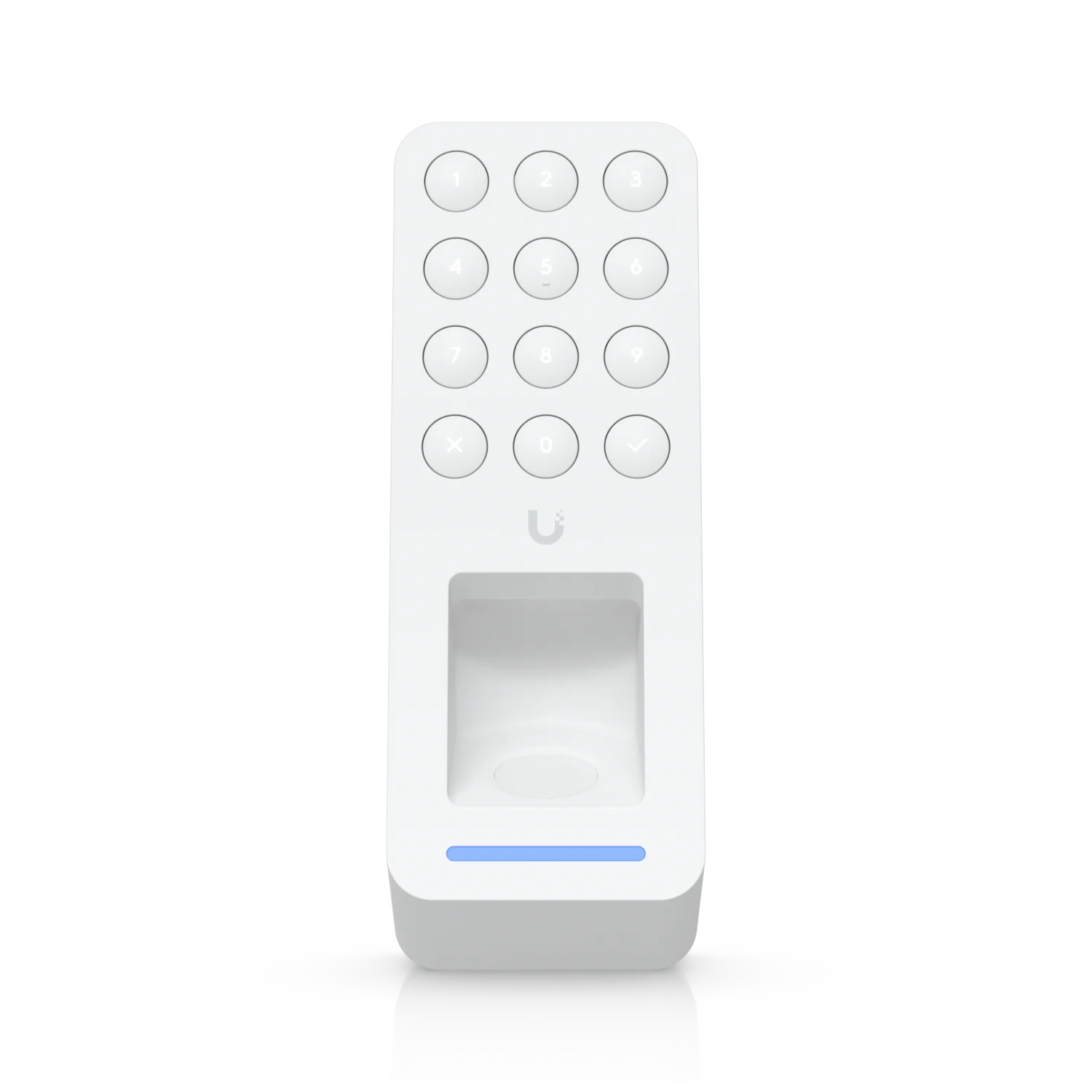 Voorkant van de witte G3 Reader Fingerprint met cijferpaneel en vingerafdruksensor