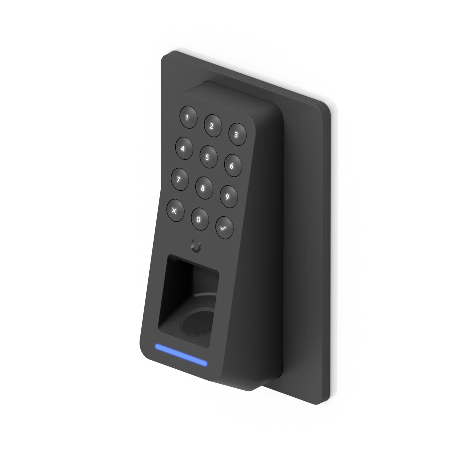 Zwarte G3 Reader Fingerprint op een montageplaat voor een inbouwdoos