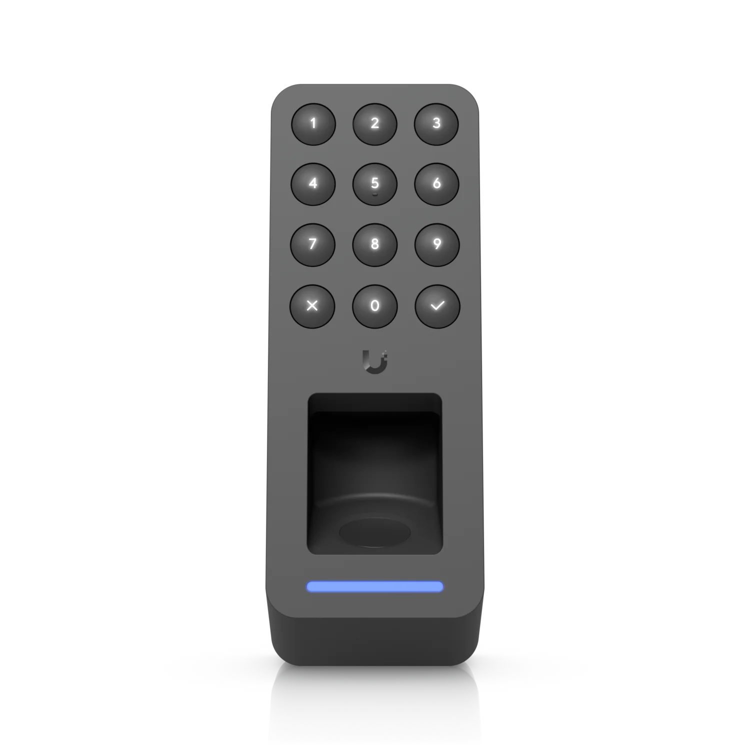 Voorkant van de zwarte G3 Reader Fingerprint met cijferpaneel en vingerafdruksensor
