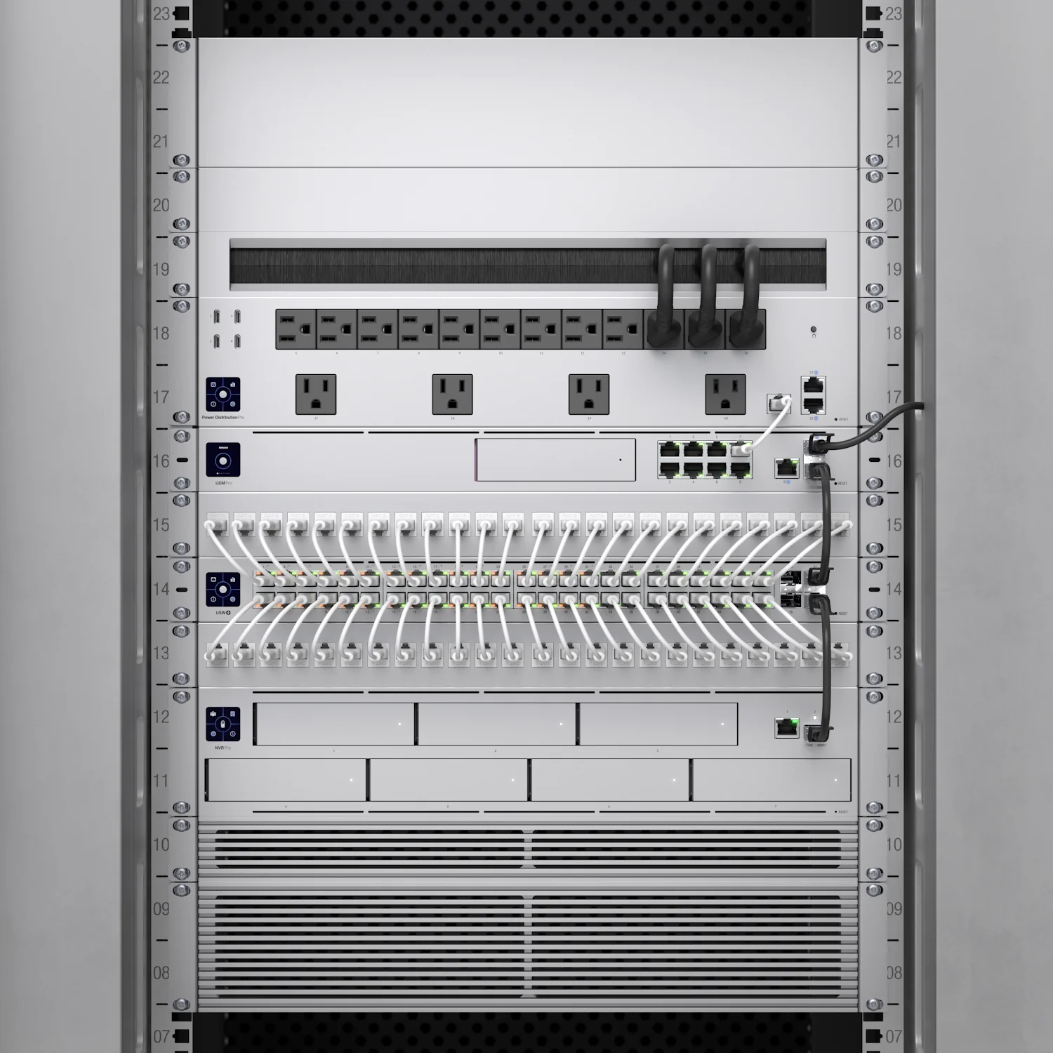 Rack Mount OCD Panels – voorbeeld van een volledig ingericht rack