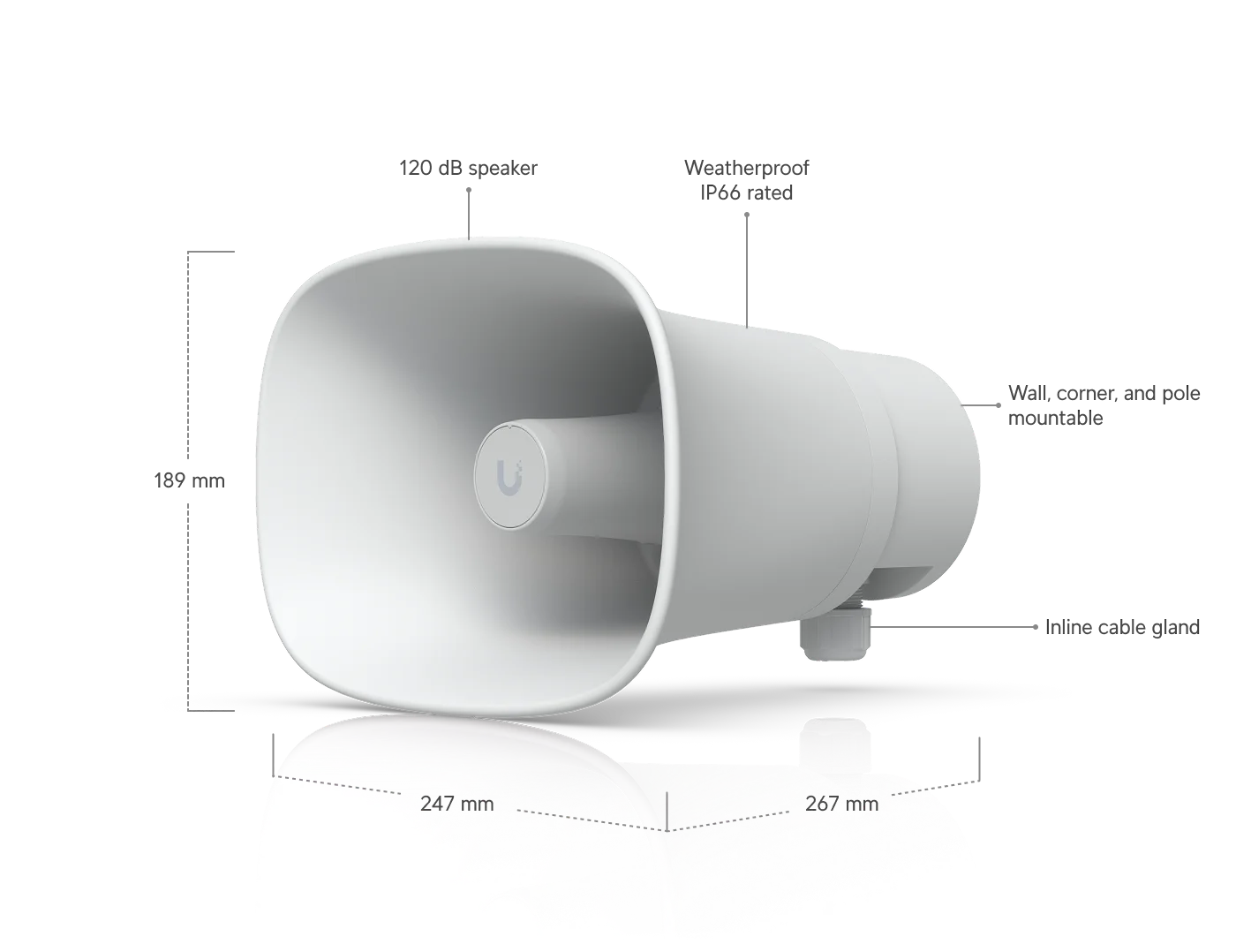 AI Horn Speaker – afmetingen en aansluitingen