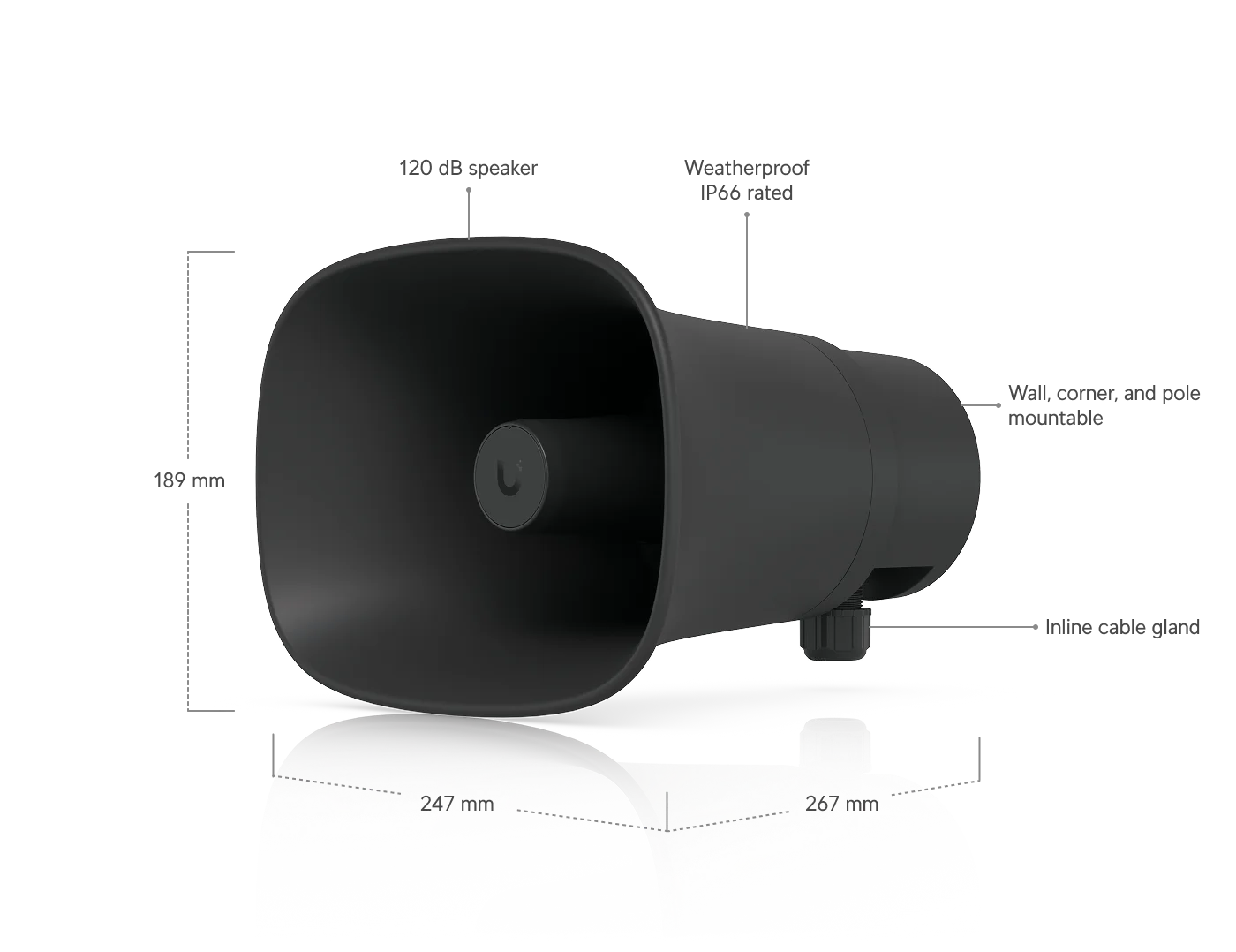 AI Horn Speaker – afmetingen en aansluitingen