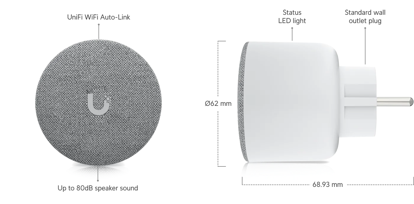 UniFi Protect Chime – afmetingen en aansluitingen