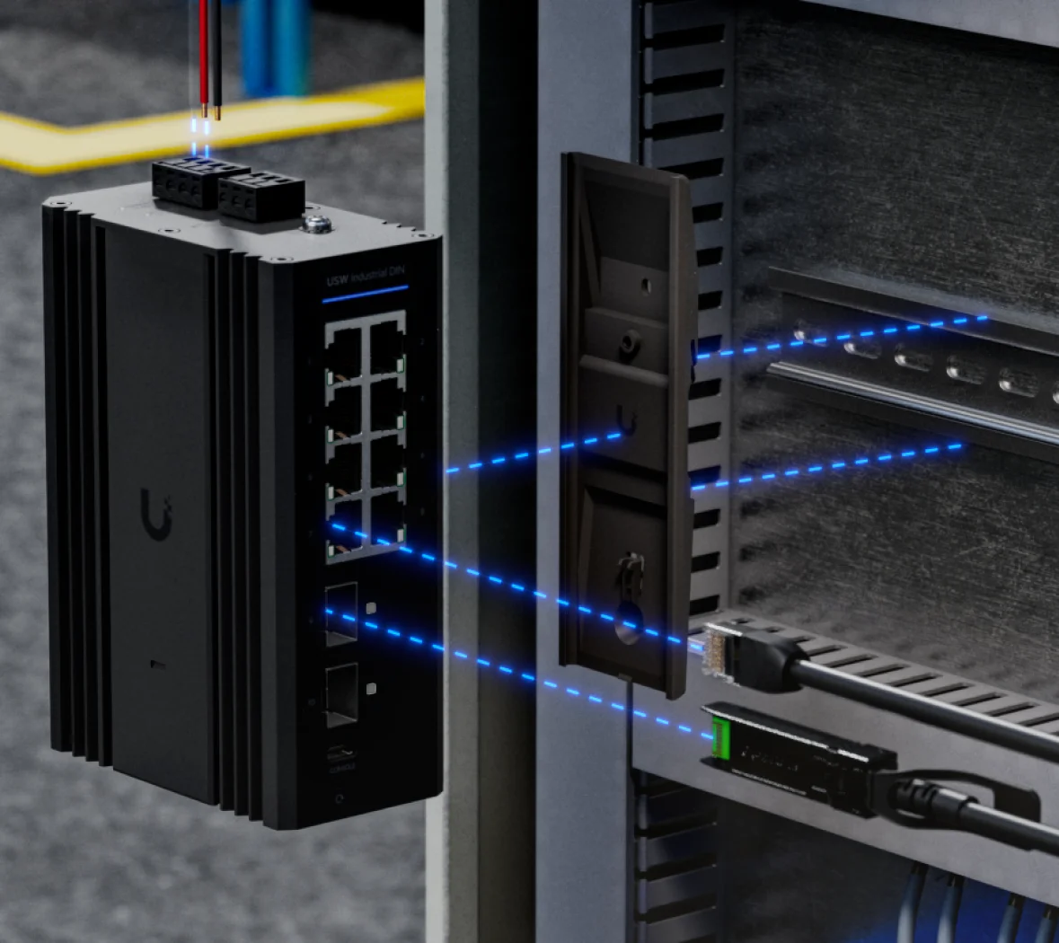 USW-Industrial-DIN-8 – montagevoorbeeld 2