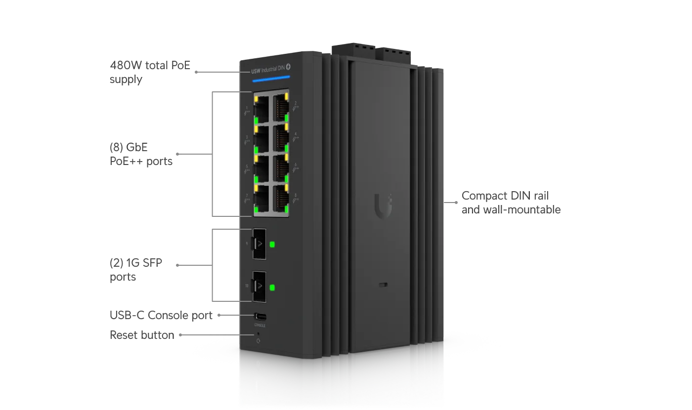 USW-Industrial-DIN-8-PoE – technische tekening 1