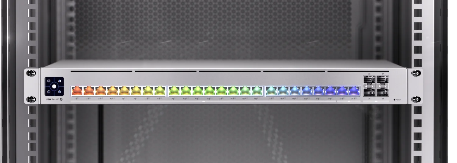 UniFi Switch Pro HD 24 PoE – bekabeling in een rack