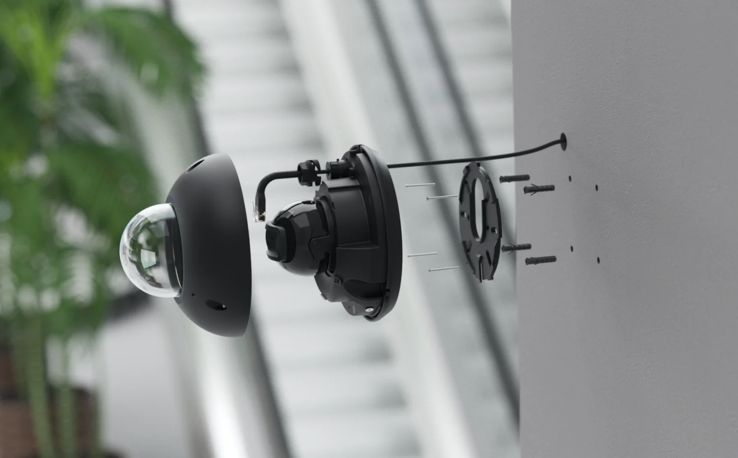 UniFi G6 Dome in zwart: wandmontage met montageplaat