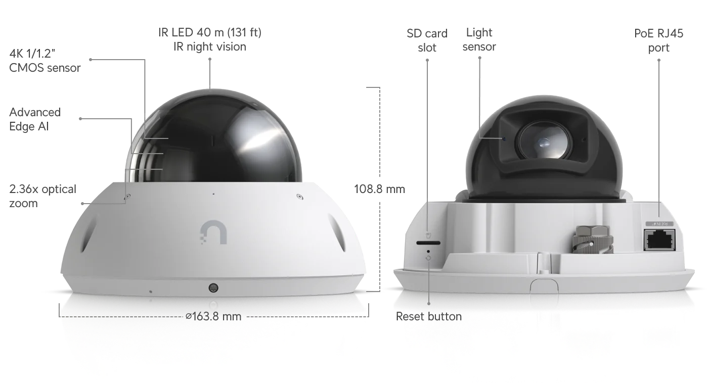 G6 Edge Dome technische tekening en maatvoering