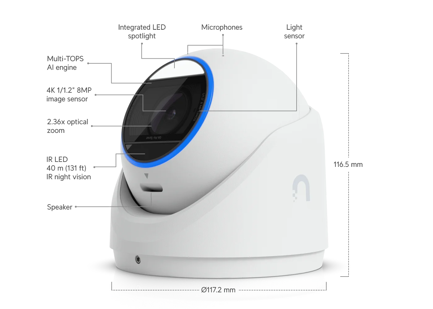 G6 Pro Turret wit – technische tekening