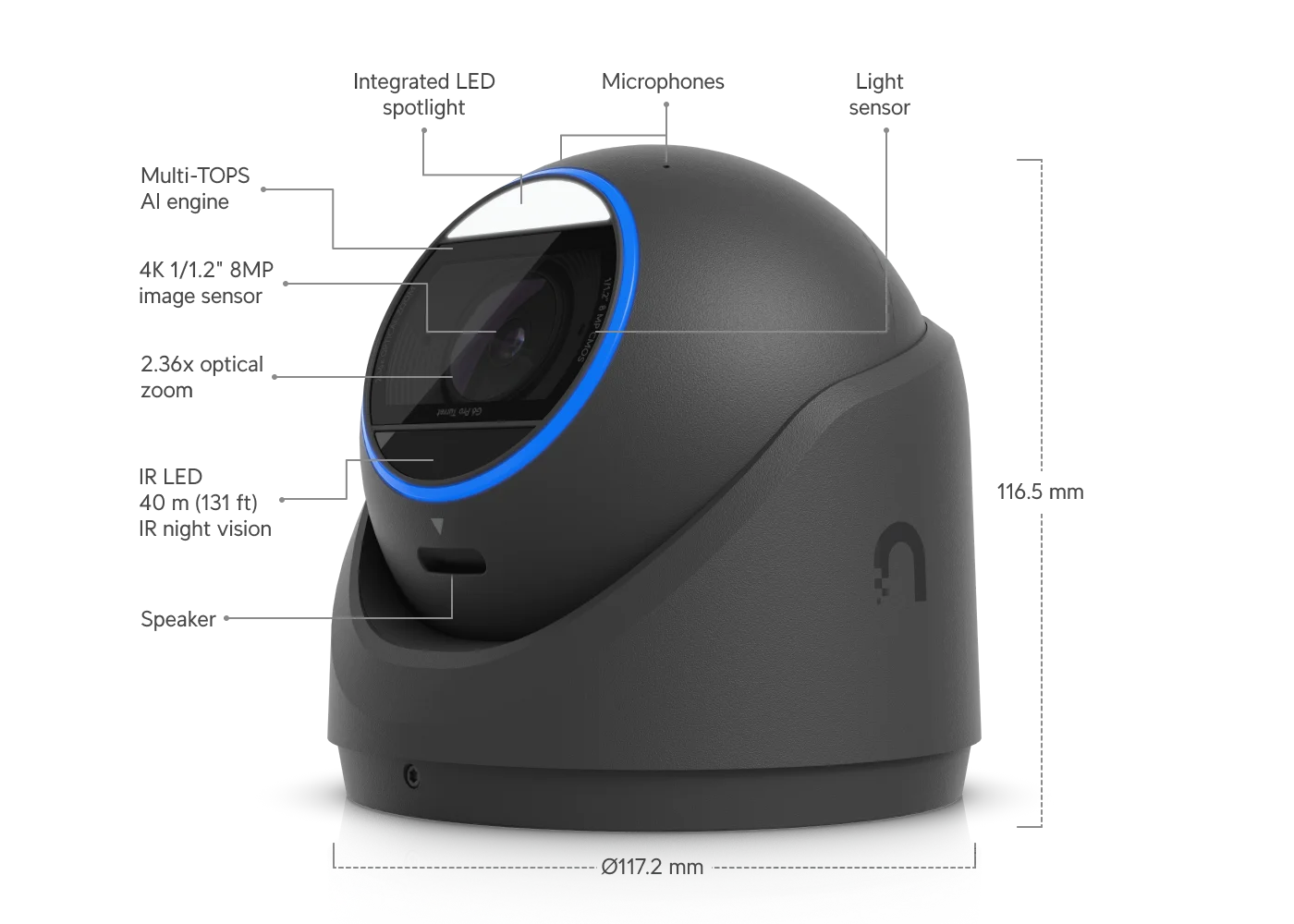 G6 Pro Turret zwart – technische tekening